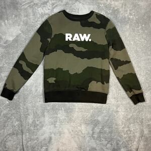 G Star Raw Sweatshirt Camo Mens M Crewneck Pullover Streetwear